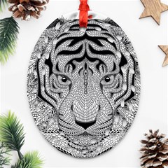 Tiger Head Oval Filigree Ornament (two Sides) by BangZart