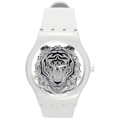 Tiger Head Round Plastic Sport Watch (m) by BangZart