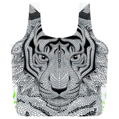 Tiger Head Full Print Recycle Bags (l)  by BangZart