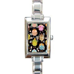 Cute Owls Pattern Rectangle Italian Charm Watch by BangZart