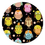 Cute Owls Pattern Magnet 5  (Round) Front