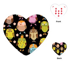 Cute Owls Pattern Playing Cards (heart)  by BangZart