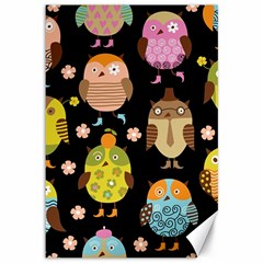 Cute Owls Pattern Canvas 12  X 18   by BangZart