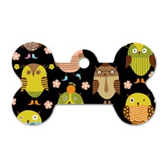 Cute Owls Pattern Dog Tag Bone (one Side) by BangZart