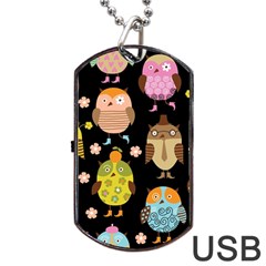 Cute Owls Pattern Dog Tag Usb Flash (two Sides) by BangZart