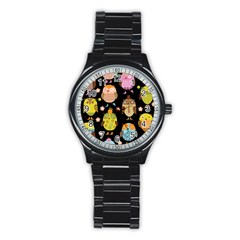 Cute Owls Pattern Stainless Steel Round Watch by BangZart