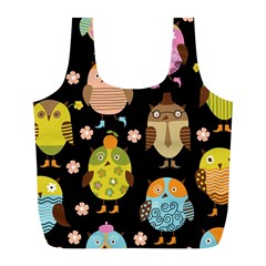 Cute Owls Pattern Full Print Recycle Bags (l)  by BangZart