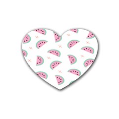 Watermelon Wallpapers  Creative Illustration And Patterns Rubber Coaster (heart)  by BangZart