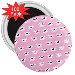 Girly Girlie Punk Skull 3  Magnets (100 Pack) by BangZart