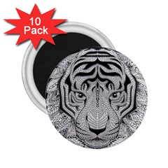 Tiger Head 2 25  Magnets (10 Pack)  by BangZart