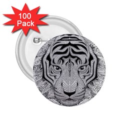 Tiger Head 2 25  Buttons (100 Pack)  by BangZart