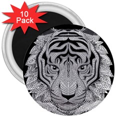 Tiger Head 3  Magnets (10 Pack)  by BangZart