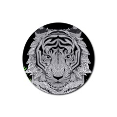 Tiger Head Rubber Coaster (round)  by BangZart