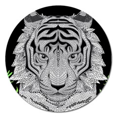 Tiger Head Magnet 5  (round) by BangZart