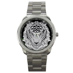 Tiger Head Sport Metal Watch by BangZart