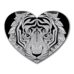 Tiger Head Heart Mousepads by BangZart