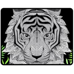 Tiger Head Fleece Blanket (medium)  by BangZart