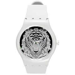 Tiger Head Round Plastic Sport Watch (m) by BangZart