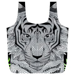 Tiger Head Full Print Recycle Bags (l)  by BangZart