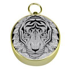 Tiger Head Gold Compasses by BangZart