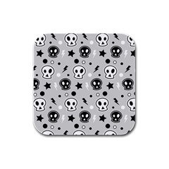 Skull Pattern Rubber Square Coaster (4 Pack)  by BangZart