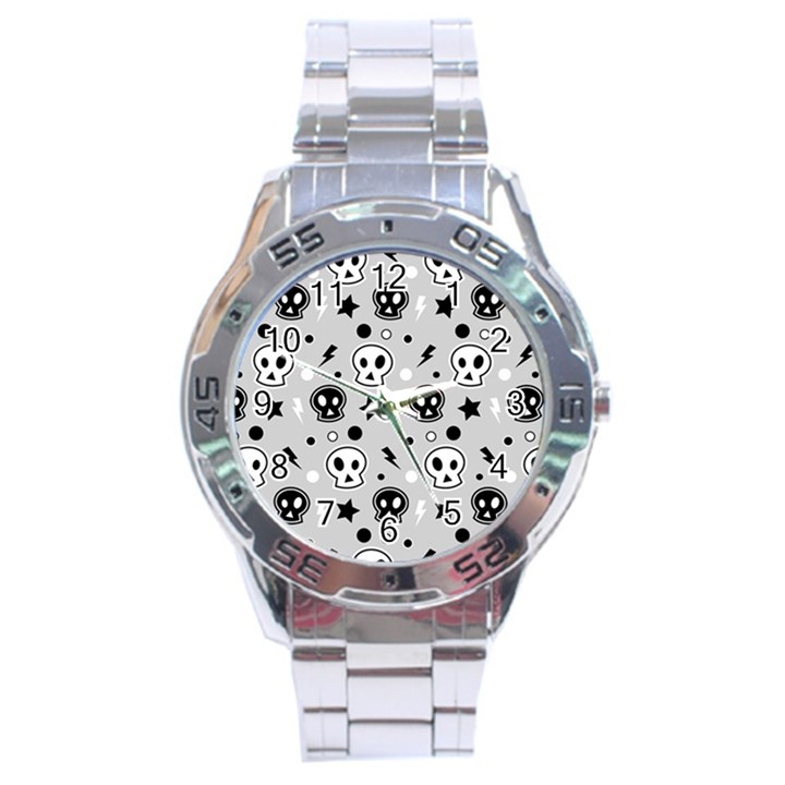 Skull Pattern Stainless Steel Analogue Watch