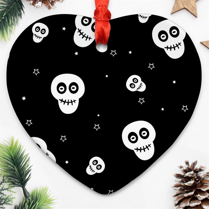 Skull Pattern Heart Ornament (Two Sides)