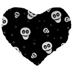 Skull Pattern Large 19  Premium Flano Heart Shape Cushions Front