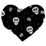 Skull Pattern Large 19  Premium Flano Heart Shape Cushions Back