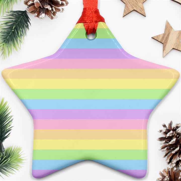 Cute Pastel Rainbow Stripes Ornament (Star)