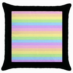 Cute Pastel Rainbow Stripes Throw Pillow Case (black) by BangZart