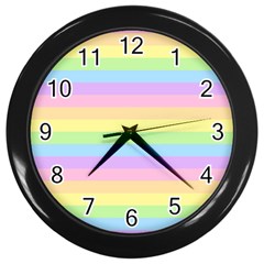 Cute Pastel Rainbow Stripes Wall Clocks (black) by BangZart