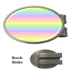 Cute Pastel Rainbow Stripes Money Clips (oval) 