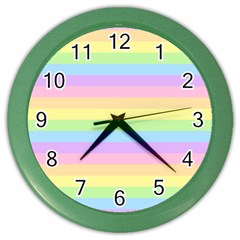 Cute Pastel Rainbow Stripes Color Wall Clocks by BangZart