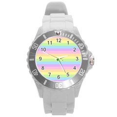 Cute Pastel Rainbow Stripes Round Plastic Sport Watch (l) by BangZart