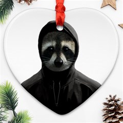 Gangsta Raccoon  Heart Ornament (two Sides) by Valentinaart