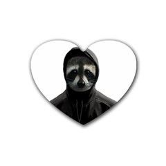 Gangsta Raccoon  Rubber Coaster (heart)  by Valentinaart