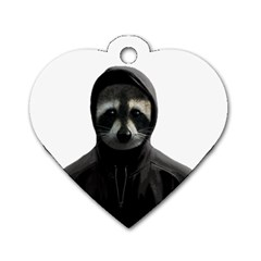 Gangsta Raccoon  Dog Tag Heart (one Side) by Valentinaart