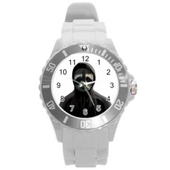 Gangsta Raccoon  Round Plastic Sport Watch (l) by Valentinaart