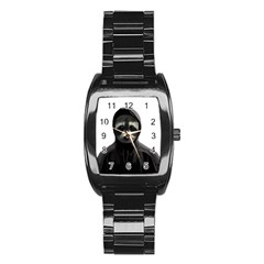 Gangsta Raccoon  Stainless Steel Barrel Watch by Valentinaart