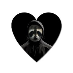 Gangsta Raccoon  Heart Magnet by Valentinaart