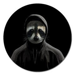 Gangsta Raccoon  Magnet 5  (round) by Valentinaart