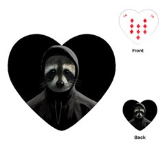 Gangsta Raccoon  Playing Cards (heart)  by Valentinaart