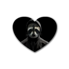 Gangsta Raccoon  Rubber Coaster (heart)  by Valentinaart