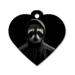 Gangsta Raccoon  Dog Tag Heart (two Sides) by Valentinaart