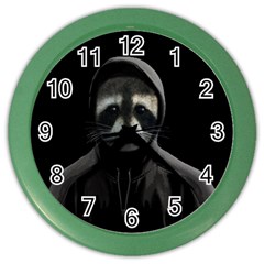 Gangsta Raccoon  Color Wall Clocks by Valentinaart