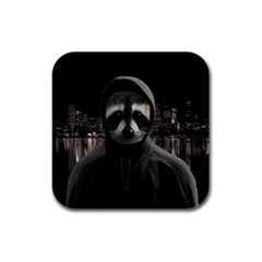 Gangsta Raccoon  Rubber Square Coaster (4 Pack)  by Valentinaart