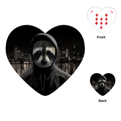 Gangsta Raccoon  Playing Cards (heart)  by Valentinaart