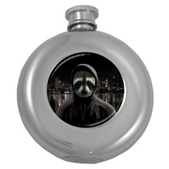 Gangsta Raccoon  Round Hip Flask (5 Oz) by Valentinaart