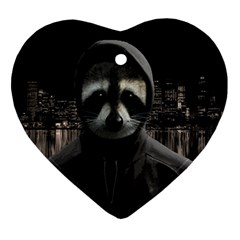 Gangsta Raccoon  Heart Ornament (two Sides) by Valentinaart